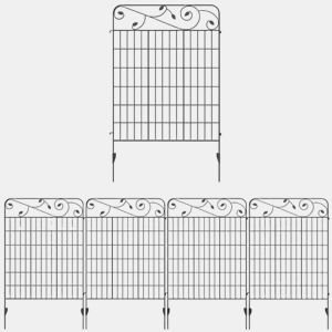 Outsunny Cercas de Jardim de 4 Painéis 88x110 cm Cercas de Jardim Metálicas Cercas Decorativas com Ângulo Ajustável para Pátio Terraço Preto