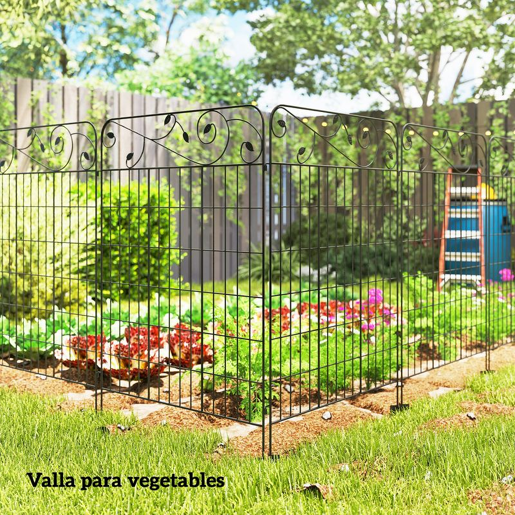 Outsunny Cercas de Jardim de 4 Painéis 88x110 cm Cercas de Jardim Metálicas Cercas Decorativas com Ângulo Ajustável para Pátio Terraço Preto