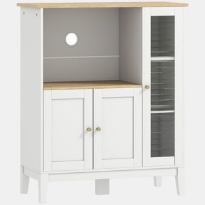 HOMCOM Móvel Auxiliar de Cozinha Moderno Móvel para Micro-Ondas Móvel de Cozinha com Prateleiras 3 Portas Compartimento Aberto Sistema Anti-Tombo para Sala de Jantar 80x35x97 cm Branco