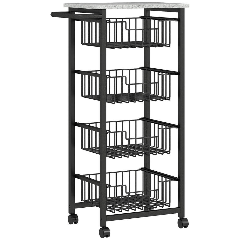 Carrito de Cocina Acero, MDF HOMCOM, hogar - cocina