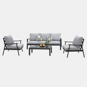 Móveis de jardim e terraço para áreas externas Oropesa, 4 peças, estilo contemporâneo, cinza