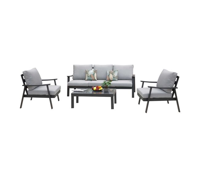 Muebles de exterior jardín terraza oropesa 4 piezas estilo contemporáneo color gris