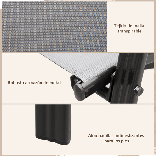 Outsunny Conjunto de 4 Cadeiras de Jardim Exterior Empilháveis para Terraço com Tecido Respirável, Estrutura de Metal, Apoios de Braços e Encosto 54x75,5x95 cm, Cinzento Escuro