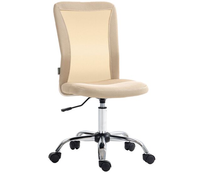 Vinsetto silla de oficina de malla silla de escritorio giratoria sin brazos con altura ajustable carga 100 kg para estudio despacho 43x58x90-100 cm beige