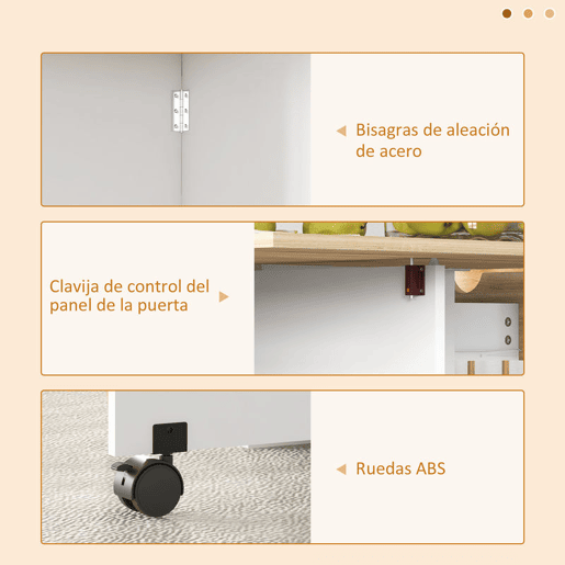 HOMCOM Mesa de Cozinha Dobrável Mesa de Sala de Jantar com Rodas Laterais Rebatíveis Gaveta e Prateleiras Mesa Dobrável para 2-4 Pessoas 120x72x75 cm Madeira e Branco