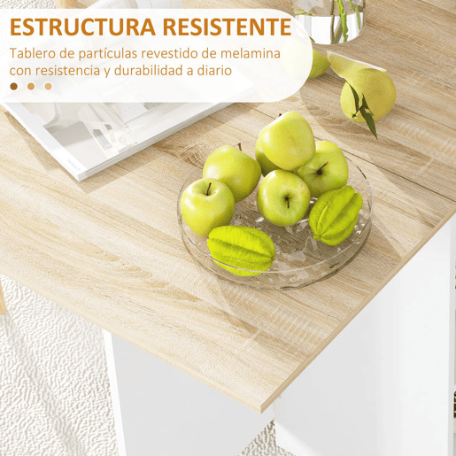 HOMCOM Mesa de Cozinha Dobrável Mesa de Sala de Jantar com Rodas Laterais Rebatíveis Gaveta e Prateleiras Mesa Dobrável para 2-4 Pessoas 120x72x75 cm Madeira e Branco