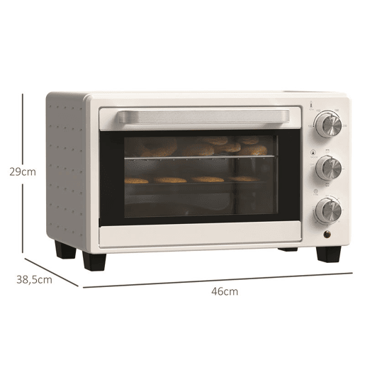 HOMCOM Forno Elétrico de Bancada Forno de Bancada de 21L 1400W Mini Forno Torradeira com Temporizador até 60min e Temperatura Regulável até 230? Creme