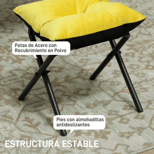 HOMCOM Poltrona Sala de Estar com Apoio para os Pés Poltrona Relax para Leitura com Bolsos Laterais e Pés de Aço para Sala de Estar Dormitório 80x78x100 cm Amarelo