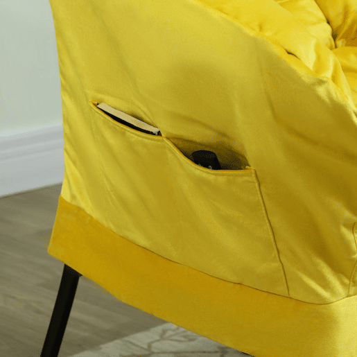 HOMCOM Poltrona Sala de Estar com Apoio para os Pés Poltrona Relax para Leitura com Bolsos Laterais e Pés de Aço para Sala de Estar Dormitório 80x78x100 cm Amarelo