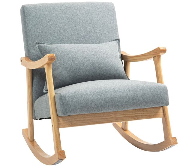 Homcom silla mecedora moderna mecedora para lactancia con cojín lumbar respaldo amplio y base de madera carga 120 kg sillón relax para salón