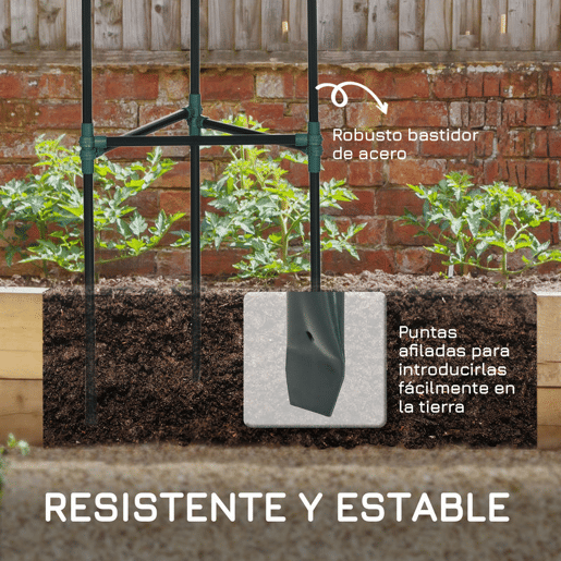 Outsunny Conjunto de 3 Suportes para Plantas Trepadeiras com Estrutura de Aço Torre de Treliça para Plantas Frutas Verduras Flores Decoração de Exterior 38x38x182 cm Verde