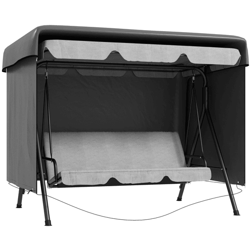 Outsunny Capa para Baloiço de Jardim, Capa para Baloiço de Exterior, Cobertura com Fecho, Impermeável, 215x155x150 cm, Cinzento Escuro