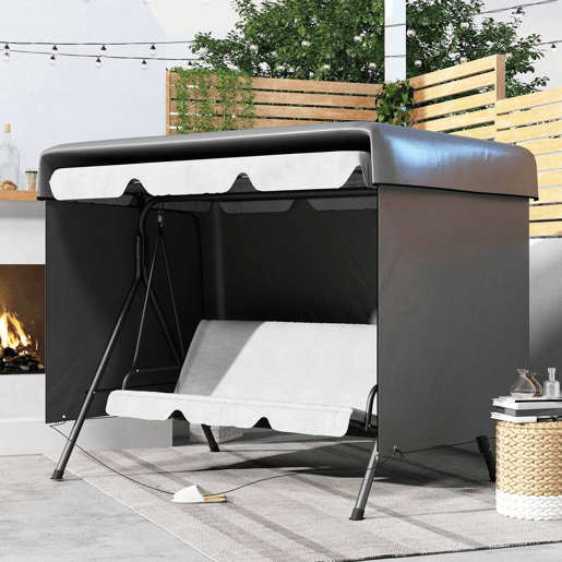 Outsunny Capa para Baloiço de Jardim, Capa para Baloiço de Exterior, Cobertura com Fecho, Impermeável, 215x155x150 cm, Cinzento Escuro