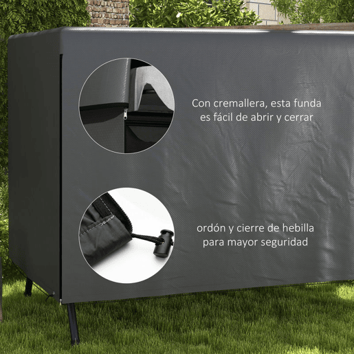 Outsunny Capa para Baloiço de Jardim, Capa para Baloiço de Exterior, Cobertura com Fecho, Impermeável, 215x155x150 cm, Cinzento Escuro