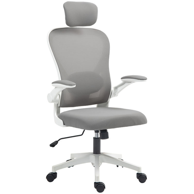 Homcom silla de oficina giratoria silla de escritorio de malla transpirable con altura ajustable reposacabezas y soporte lumbar ajustables silla de