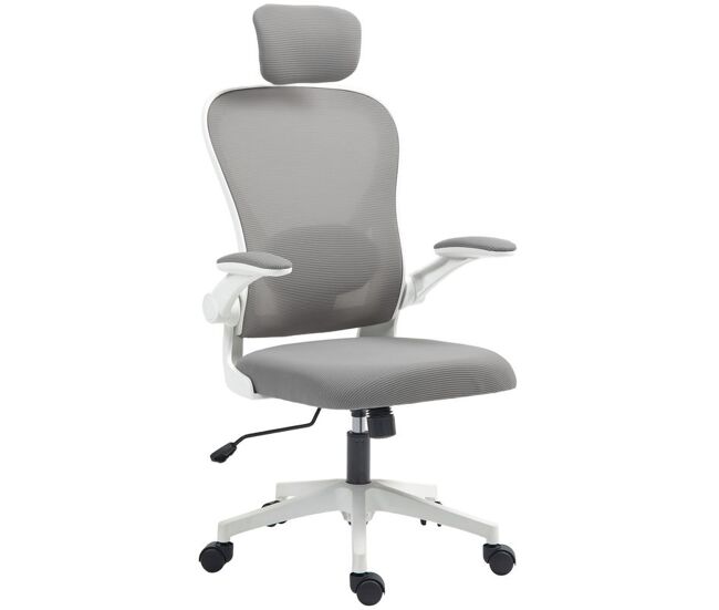 Homcom silla de oficina giratoria silla de escritorio de malla transpirable con altura ajustable reposacabezas y soporte lumbar ajustables silla de
