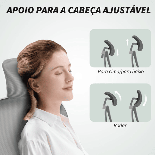 HOMCOM Cadeira de Escritório Giratória Cadeira de Escritório em Malha Transpirável com Altura Ajustável Apoio para a Cabeça e Suporte Lombar Ajustáveis Cadeira de Escritório Basculante Carga 120 kg 58x63x115-125 cm Cinza