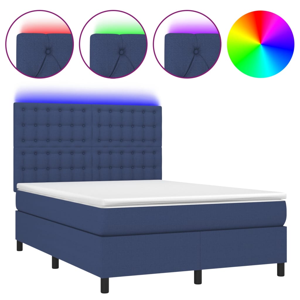 Cama box spring 140x200 Azul
