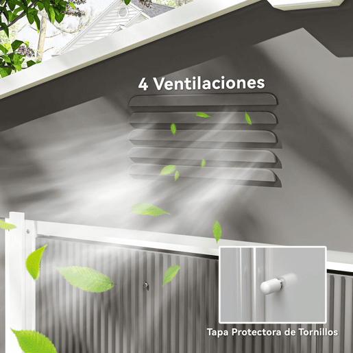 Outsunny Abrigo de Jardim de 3,6 m² 236x174x190 cm Abrigo de Exterior para Armazenamento de Ferramentas com Portas de Correr e 4 Janelas de Ventilação para Pátio Cinza Claro