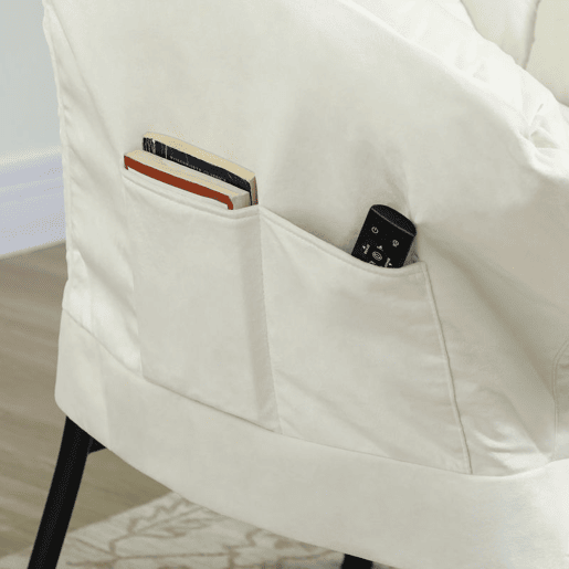 HOMCOM Poltrona Sala de Estar com Apoio para os Pés Poltrona Relax para Leitura com Bolsos Laterais e Pés de Aço para Sala de Estar Dormitório 80x78x100 cm Creme