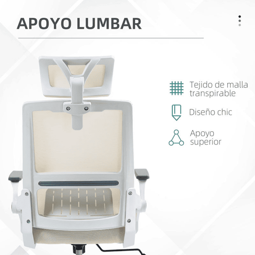 Vinsetto Cadeira de Escritório de Malha Cadeira de Escritório Giratória com Altura e Apoio para a Cabeça Ajustáveis e Apoio para os Braços Estilo Moderno Carga 120 kg para Estúdio 58x61x102-119 cm Bege