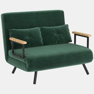 HOMCOM Sofá Cama Sofá Convertível em Cama de 2 Lugares Dobrável com Encosto Ajustável em 5 Níveis e 2 Almofadas Acolchoadas para Escritório Dormitório Sala de Estar 102x73x81 cm Verde