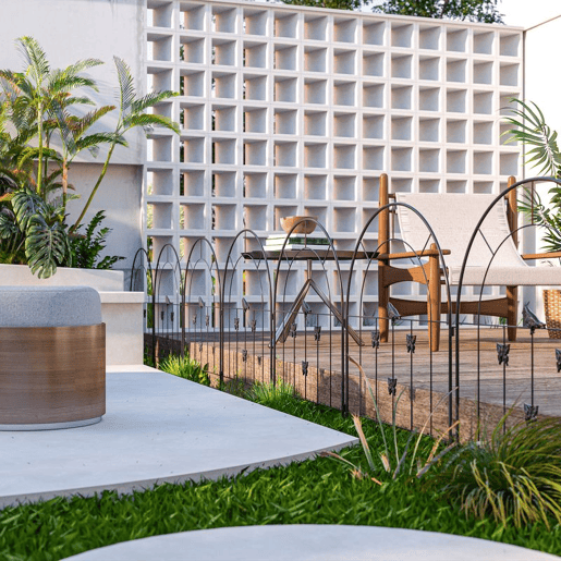 Outsunny Vedações para Jardim Metálicas 300x70 cm Conjunto de 5 Vedação Decorativas para Jardim de Aço Combinação Livre Barreira para Animais para Terraço Pátio Relva Preto