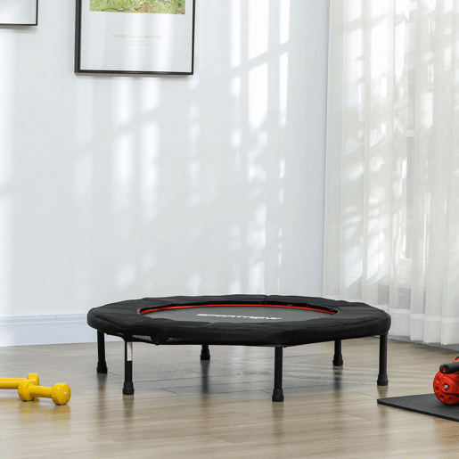 SPORTNOW Trampolim Fitness Ø102 cm Trampolim Fitness Dobrável com Estrutura de Aço Antiderrapante Carga 100 kg para Treino de Pernas Corpo em Casa Escritório Ginásio Vermelho