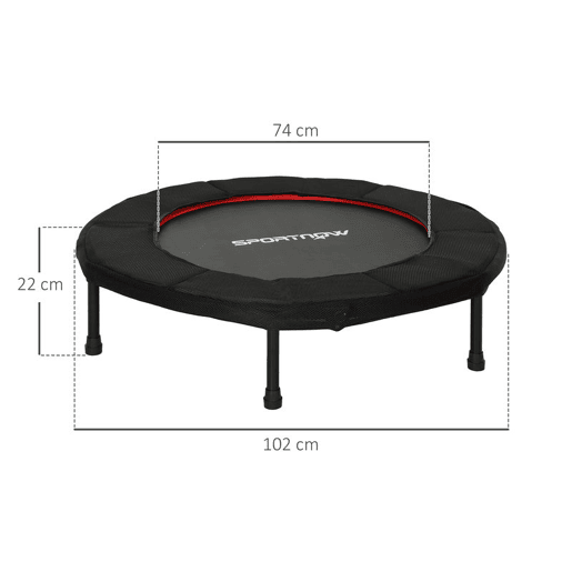 SPORTNOW Trampolim Fitness Ø102 cm Trampolim Fitness Dobrável com Estrutura de Aço Antiderrapante Carga 100 kg para Treino de Pernas Corpo em Casa Escritório Ginásio Vermelho