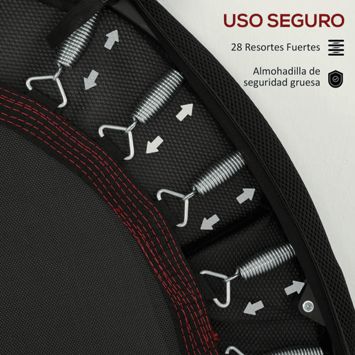 SPORTNOW Trampolim Fitness Ø102 cm Trampolim Fitness Dobrável com Estrutura de Aço Antiderrapante Carga 100 kg para Treino de Pernas Corpo em Casa Escritório Ginásio Vermelho