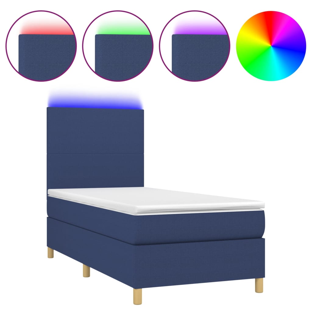 Cama box spring 90x200 Azul