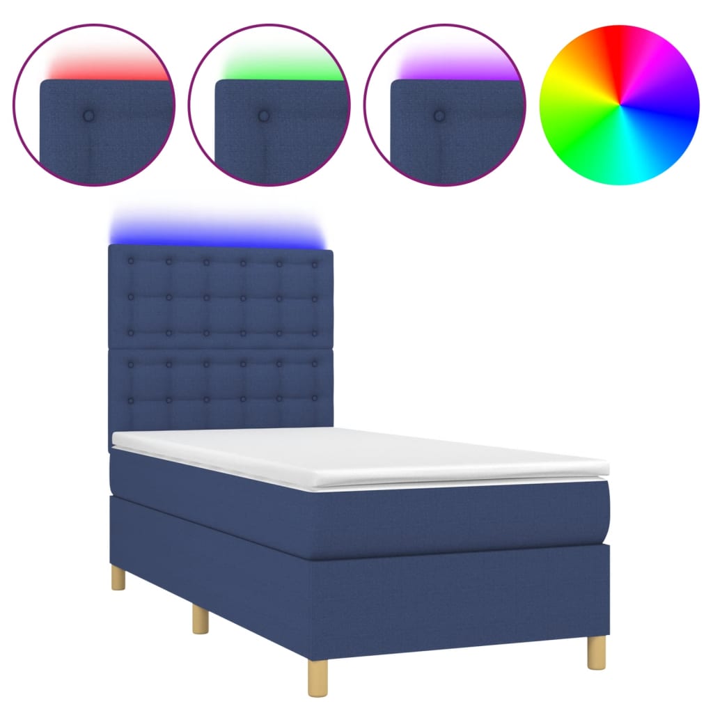 Cama box spring 80x200 Azul