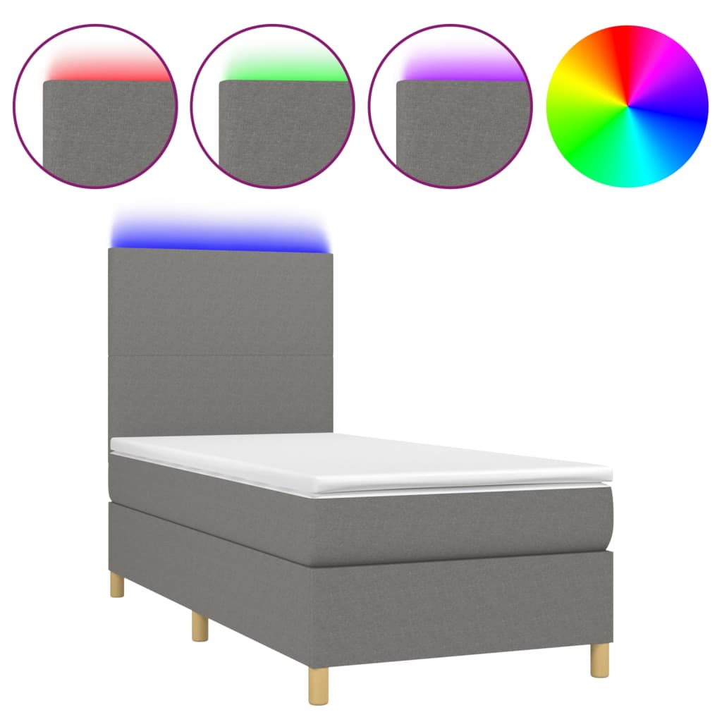 Cama box spring 90x200 Gris Oscuro