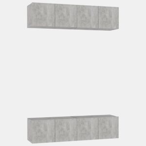 móveis de TV - Armários TV 4 pcs 60x30x30 cm contraplacado cinzento cimento