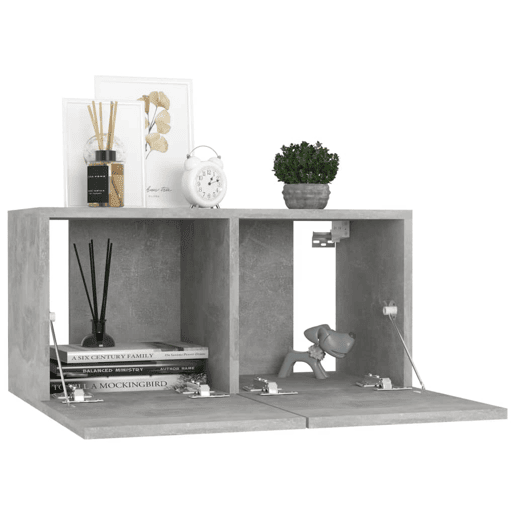 móveis de TV - Armários TV 4 pcs 60x30x30 cm contraplacado cinzento cimento