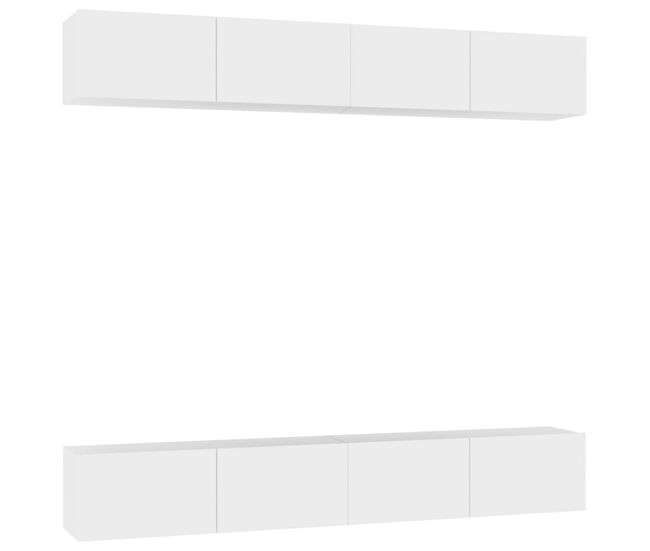 Muebles de TV - Mesas de TV 4 uds madera de ingeniería blanco 100x30x30 cm