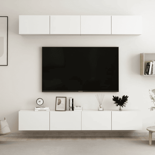 móveis de TV - Armários TV 4 pcs 100x30x30 cm contraplacado branco