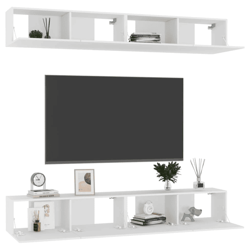 móveis de TV - Armários TV 4 pcs 100x30x30 cm contraplacado branco