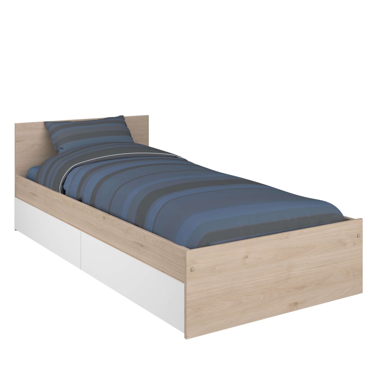 Cama juvenil child en color roble jackson con 2 cajones 90x190 cm