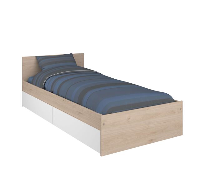 Cama juvenil child en color roble jackson con 2 cajones 90x190 cm