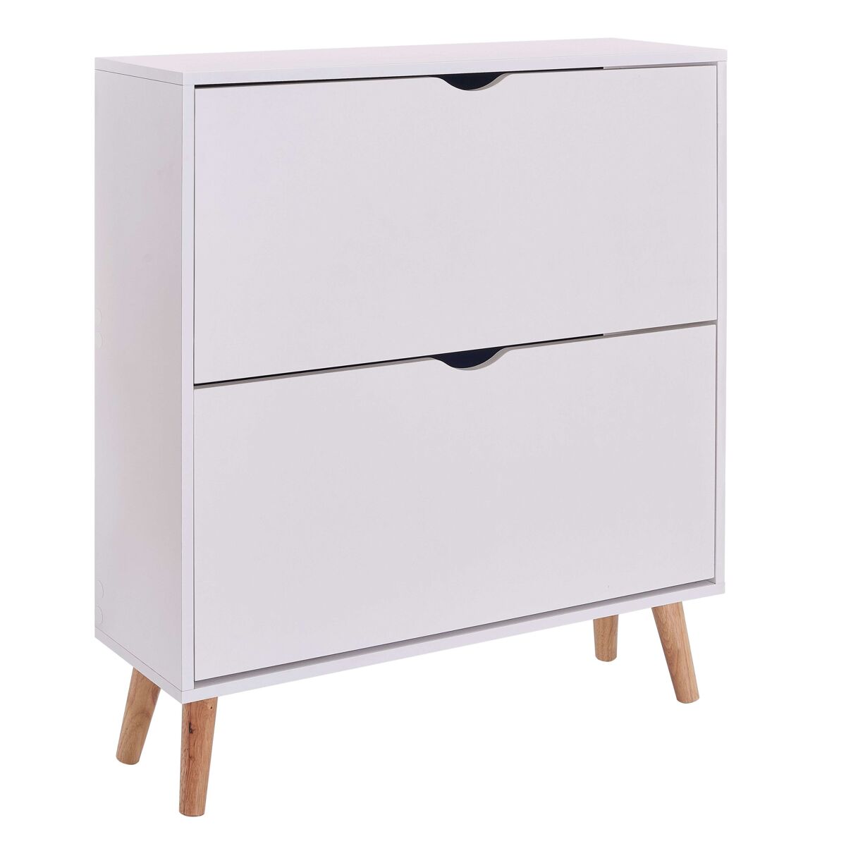 Zapatero blanco 2 trampones fiano nórdico moderno mueble recibidor entrada pasillo 80x92x24 cm