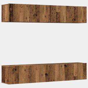 armários de TV - Módulos de TV montados na parede 4 pcs madeira velha