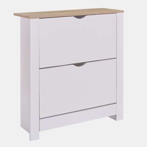 Sapateira Tivoli com 2 gavetas e 1 gaveta dobrável, melamina branca e serrada, 81x74x24 cm