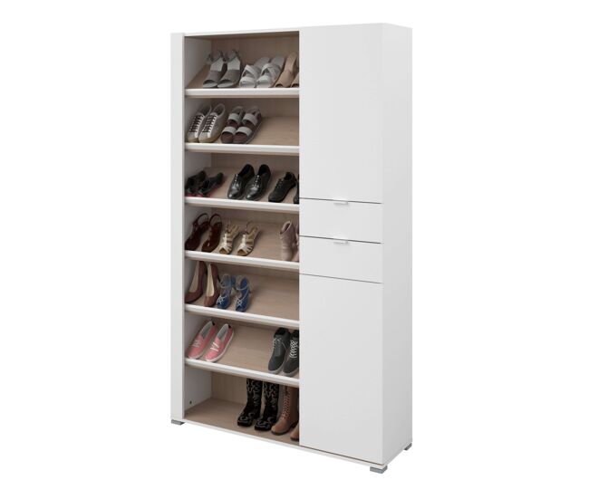 Zapatero Vestidor Imaginarium Con Luz Led Blanco Y Roble Brooklyn 110 cm