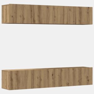 Armários de TV - Móveis de TV montados na parede 4 pcs madeira carvalho artisiano