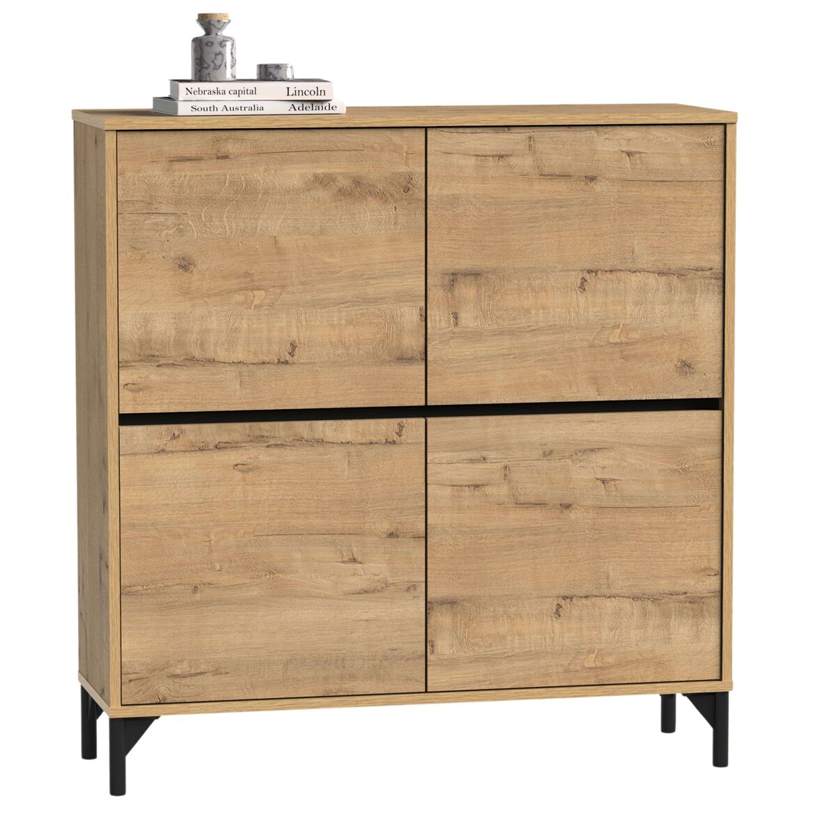 Mueble recibidor zapatero tokio 4 puertas 5 baldas mueble pasillo color roble gold 101 cm