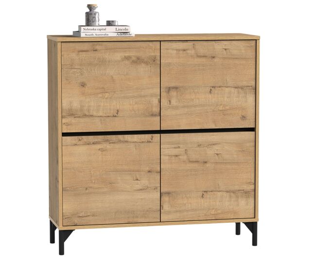 Mueble recibidor zapatero tokio 4 puertas 5 baldas mueble pasillo color roble gold 101 cm