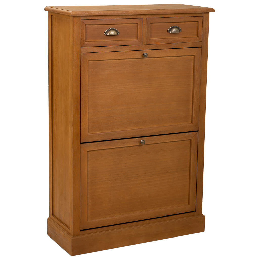 Zapatero de madera marrón, con dimensiones de 80x33x120.5 cm
