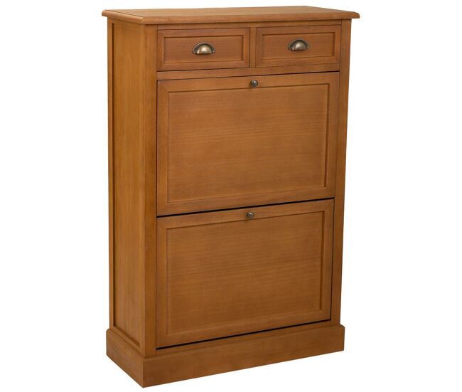 Zapatero de madera marrón, con dimensiones de 80x33x120.5 cm