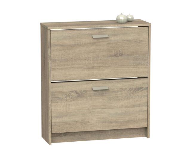 Zapatero 2 puertas tibet recibidor con posibilidad de colgar en pared color roble cambrian 82x74x25 cm